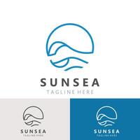 zon zee logo ontwerp creatief premie zon strand vector