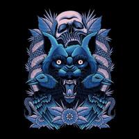 blauw wolf en schedel vector