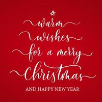 warme wensen voor een vrolijk kerstfeest en een gelukkig nieuwjaar. kalligrafie poster. vector