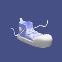 gestileerde 3d geven sneaker Aan een Purper achtergrond. vector illustratie voor ontwerp affiches, sociaal media van wandelen, boodschappen doen en verkoop