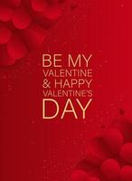 Valentijnsdag achtergrond met rode papieren hartjes op rode achtergrond. vector