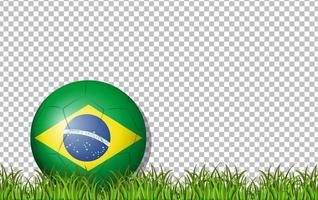 braziliaanse vlag voetbal op gras vector