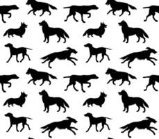 vector naadloos patroon van hand- getrokken honden silhouet