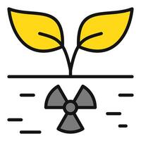 straling in bodem vector radioactief risico gekleurde icoon of symbool