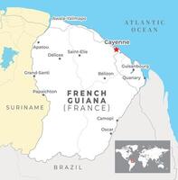 Frans Guyana politiek kaart met hoofdstad cayenne, meest belangrijk steden met nationaal borders vector