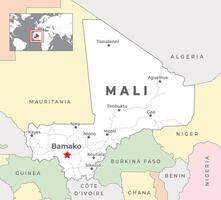 Mali politiek kaart met hoofdstad bakako, meest belangrijk steden met nationaal borders vector