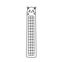 hand- getrokken tekening van kawaii bladwijzer met gezicht van kat voor kinderen. schrijfbehoeften voor boeken en lezing met pot. bladwijzer met schattig dier. vector clip art met schets van terug naar school- levering.