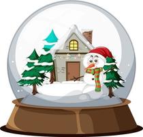 Kerstmishuis in sneeuwbol op witte achtergrond vector