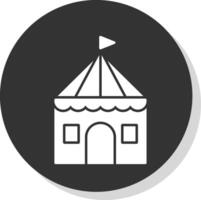 circus tent glyph grijs cirkel icoon vector