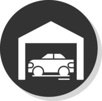 garage glyph grijs cirkel icoon vector