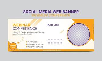 bedrijf webinar conferentie concept banier sjabloon of sociaal media horizontaal banier ontwerp. leven conferentie banier ontwerp sjabloon ontwerp. vector