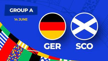 Duitsland vs Schotland Amerikaans voetbal 2024 bij elkaar passen versus. 2024 groep stadium kampioenschap bij elkaar passen versus teams intro sport achtergrond, kampioenschap wedstrijd vector