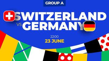 Zwitserland vs Duitsland Amerikaans voetbal 2024 bij elkaar passen versus. 2024 groep stadium kampioenschap bij elkaar passen versus teams intro sport achtergrond, kampioenschap wedstrijd vector