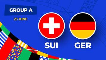 Zwitserland vs Duitsland Amerikaans voetbal 2024 bij elkaar passen versus. 2024 groep stadium kampioenschap bij elkaar passen versus teams intro sport achtergrond, kampioenschap wedstrijd vector