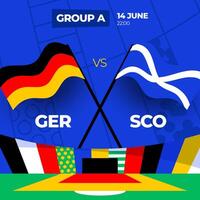 Duitsland vs Schotland Amerikaans voetbal 2024 bij elkaar passen versus. 2024 groep stadium kampioenschap bij elkaar passen versus teams intro sport achtergrond, kampioenschap wedstrijd vector