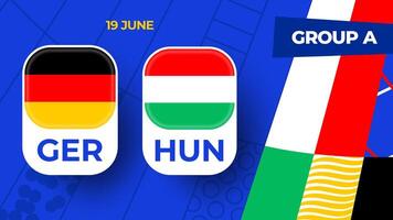 Duitsland vs Hongarije Amerikaans voetbal 2024 bij elkaar passen versus. 2024 groep stadium kampioenschap bij elkaar passen versus teams intro sport achtergrond, kampioenschap wedstrijd vector