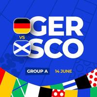 Duitsland vs Schotland Amerikaans voetbal 2024 bij elkaar passen versus. 2024 groep stadium kampioenschap bij elkaar passen versus teams intro sport achtergrond, kampioenschap wedstrijd vector