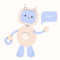 schattig Chatbot ai karakter.kunstmatig intelligentie- babbelen onderhoud bedrijf concept.ai inhoud generator. Chatbot technologie, hand- getrokken robot speelgoed- mascotte. vector illustratie eps 10