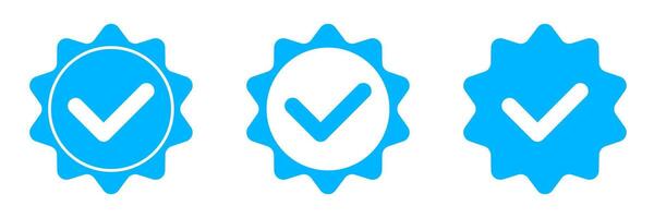 blauw zegel van goedkeuring icoon reeks vector