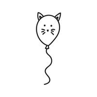 viering schattig ballon kat. hand- getrokken tekening vector illustratie