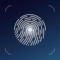 gebruiker vinger scannen icoon. vingerafdruk tintje biometrisch ID kaart symbool. modern account vingerafdruk identificatie veiligheid teken. gebruiker herkenning scanner kenteken. gloeiend lineair vector eps logo