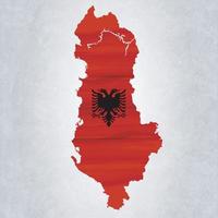 Albanië kaart met vlag vector
