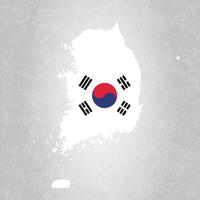 zuid-korea kaart met vlag vector