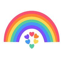 lgbt regenboog en harten geïsoleerd Aan wit achtergrond. lgbtq. symbool van de lgbt trots gemeenschap. regenboog. hand- trek illustratie vector