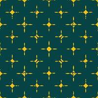 , naadloos, geometrisch, klassiek, symmetrisch, modern stijl donker patroon. geel ruit sterren Aan een donker groen achtergrond. vector