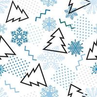 kerst geometrisch patroon met dennenboom. abstracte wintervakantie natuur achtergrond. vrolijk kerstfeest en gelukkig nieuwjaar wenskaartontwerp in geometrische stijl uit de jaren 90 vector