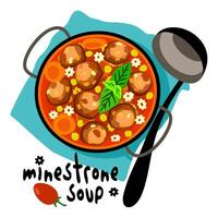 minestrone soep. nationaal Italiaans bord. geïsoleerd illustratie vector