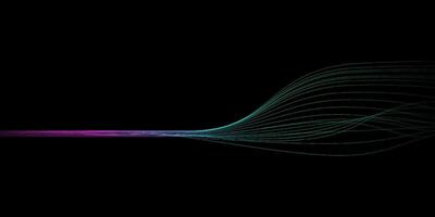 abstract golvend dynamisch blauw groen paars licht lijnen kromme banier Aan zwart achtergrond in concept technologie, neurale netwerk, neurologie, wetenschap, muziek, neon licht vector