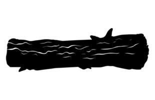 spleet log silhouet, boom log in zwart en wit, houten log zwart . vector