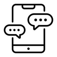 single icoon mobiel chatten met lijn stijl vector