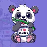 schattig panda aan het eten een stuk van bamboe vector