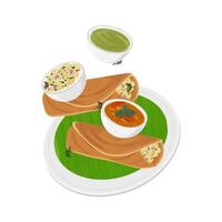 illustratie logo levitatie masala dosa Aan banaan blad vector