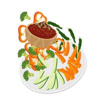 levitatie ssamjang Koreaans pittig dompelen saus illustratie logo vector