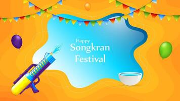 illustratie songkran festival van Thailand met water geweren en slingers vector