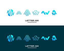 brief aw monogram technologie bedrijf logo ontwerp. vector