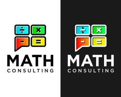 wiskunde onderwijs icoon en babbelen logo ontwerp. vector