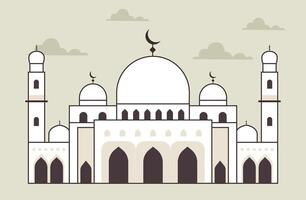illustratie van een mooi wit moskee met veel deuren en ramen vector