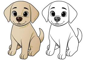 labrador retriever tekenfilm glimlachen 3d en 2d stijl vector