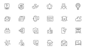 sociaal netwerk web bedrijf icoon set. lijn pictogrammen verzameling . schets icoon pak vector