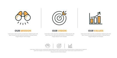missie visie waarden infographic banier sjabloon bedrijf doel infographic ontwerp met vlak icoon vector