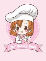 schattig chef-kok meisje - cartoon kunst illustratie mascotte vector