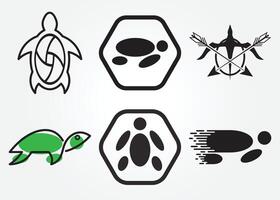 reeks bundel schildpad logo met een minimalistische concept vector