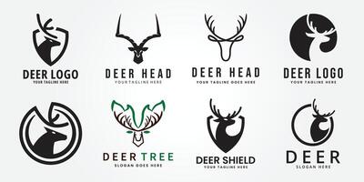 reeks bundel hert hoofd boom logo ontwerp Aan grijs achtergrond. hert dier icoon illustratie vector