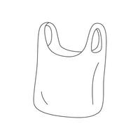 contour plastic tas. concept van ecologie, nul afval, eco materialen, minder plastic. monochroom illustratie in tekening stijl. vector