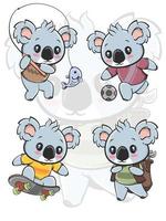 set van de outdoor activiteit schattige koala stripfiguur - alle hobby vector