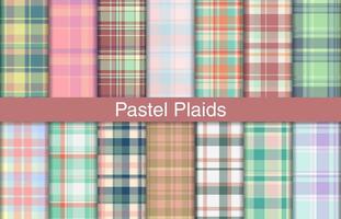 pastel plaid bundels, textiel ontwerp, geruit kleding stof patroon voor shirt, jurk, pak, omhulsel papier afdrukken, uitnodiging en geschenk kaart. vector